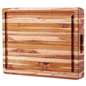 Planche à découper rectangulaire en bois avec poignée, finition bois naturel, planche à découper de cuisine - Product Image 1