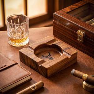 Eco-Friendly Handmade Classic American Style Wooden Customized Shape Tabletop <b>Ashtray</b> Cigar Ash Holder Decorative Smoking - Product Image 3