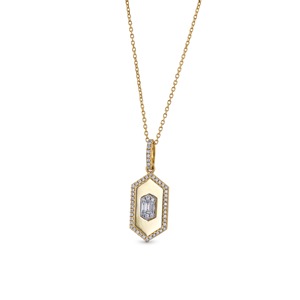 Collier médaillon en or 14 carats avec diamants certifiés IGI, 56 pierres, disponible en or rose, blanc ou jaune, pendentif de luxe, or fin - Product Image 6
