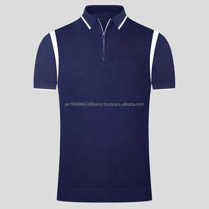 Chandail à manches courtes avec fermeture éclair pour polo de golf et col rabattu de marque privée pour le printemps et l'été pour hommes en tricot personnalisé - Product Image 4