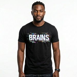 Custom Logo Men T Shirt Glitch Brains Text Print Streetwear Graphic Tee High Quality Cotton Mens <b>Tshirt</b> Wholesale Manufacturer - Product Image 1