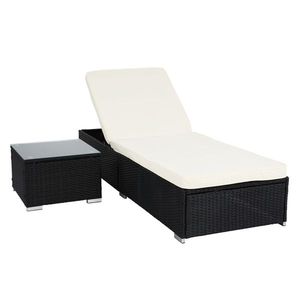 เตียงอาบแดดแบบแบนพร้อมโต๊ะน้ำชาในตัว - Product Image 1