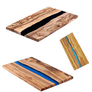 Tabla de Cortar Rectangular de Madera Azul Personalizable de Alta Calidad con Resina Epoxi, Bloque para Cortar Queso, Diseño de Río, Mejor Precio, En Stock - Product Image 4