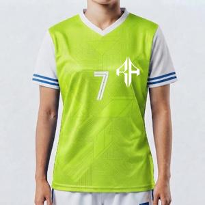 เสื้อฟุตบอลพิมพ์ลายแบบ Sublimated พร้อมโลโก้สีขาวสำหรับผู้หญิง วัสดุคุณภาพสูง 100% ทรงปกติ แบบสวมหัว แขนสั้น - Product Image 1
