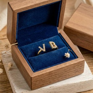 Wholesale Round Cut Lab Diamond Minimalist 10K 14K 18K Solid Gold Initial <b>Cuff</b> Ring Personalized Two Letter Open Adjustable Ring - Product Image 5