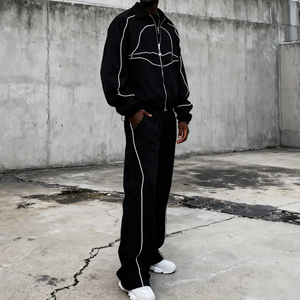 Ensemble de survêtement unisexe coupe-vent 2-en-1 en polyester 100 % personnalisé, vêtements de sport coupe-vent de haute qualité, coupe oversize - Product Image 6