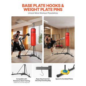 Heavy-Duty Steel Punching Bag <b>Stand</b> with Adjustable Height and <b>Weighted</b> Base Workout Training Equipment for Boxing & Fitness - Product Image 2