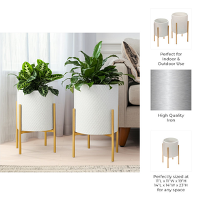 Macetero Moderno de Hierro Metálico Pulido con Soporte, Diseño Ligero y Duradero para Uso en Interiores/Exteriores, Decoración para Hoteles y Bodas - Product Image 4