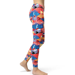 Leggings de mode pour femmes 100% Coton respirant en molleton, taille haute, pour yoga et entraînement, imprimé estival, effet push-up brillant, personnalisable - Product Image 3