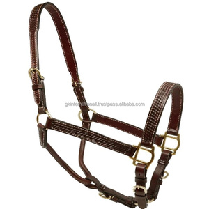 Wholesale Supply Horse Saddlery Equine <b>Products</b> Handmade Triple <b>Stitched</b> Top Quality Genuine Leather Horse Halter in Full Cob - Product Image 3
