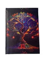 Carnet de notes en cuir véritable avec couverture rigide, design Arbre de Vie, couleur noire, reliure cousue, pages blanches, journal d'écriture