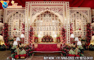 Magnífico Escenario con Espejos Estilo Palacio para Bodas, Decoración Elegante Estilo Mughal, Paneles de Madera Blancos al por Mayor en EE. UU. - Product Image 5