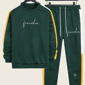Conjunto Deportivo Ostriya Intl para Hombre, Sudadera con Capucha y Estampado Freedom, Pantalones Largos con Rayas Rojas, Estilo Casual, Talla Grande - Product Image 3