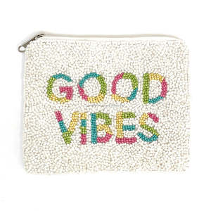Monedero de cuentas Boutique Good Vibes, hecho a mano con cuentas de semillas y lentejuelas, tipo clutch, bolsa de regalo motivacional, venta al por mayor, arte de PR - Product Image 2