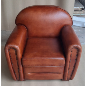 Fauteuil Chesterfield en cuir véritable, design traditionnel, dossier serré, accoudoirs roulés, rembourré, une place, canapé de salon - Product Image 1