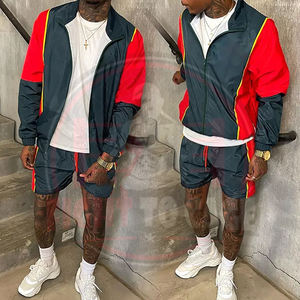 Service ODM – Ensemble survêtement homme personnalisé avec logo, coupe-vent en nylon respirant, veste zippée et short deux pièces - Product Image 3