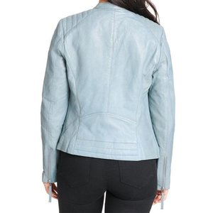 Vestes pour femmes bleu ciel avec logo personnalisé très demandées, vestes classiques, manteaux en cuir élégants pour l'hiver, vestes bomber authentiques, streetwear - Product Image 4