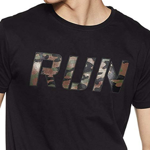 Men's Black Short Sleeve <b>T</b>-<b>Shirt</b> With <b>Camouflage</b> Run Print O-Neck Casual Jersey Fit - Product Image 1