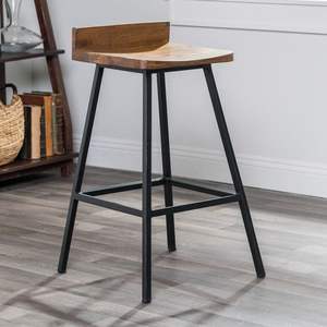 Tabouret en bois et fer de style urbain, conçu pour les appartements modernes avec une conception fonctionnelle gain de place - Product Image 1