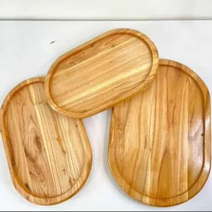 ถาดเสิร์ฟไม้เนื้อแข็งรักษ์โลกพร้อมหูจับ สำหรับใช้ในครัว โรงแรม อาหารเช้า ชา กาแฟ ขนม ของว่าง ใช้ในบ้าน ขายส่ง - Product Image 1