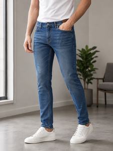 Jeans de Mezclilla Negros de Corte Recto y Ajustado para Hombre, Marca WEBSON, Cintura Media, Elegantes, 100% Algodón, Secado Rápido, Transpirables y Ligeros - Product Image 2