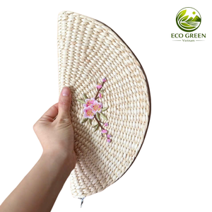 Abanico de Mano Artesanal de Vietnam, de Hierba Marina, Ecológico, Ovalado, Hecho a Mano, Decoración y Regalo para Fiestas - Product Image 5