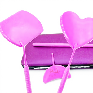 Custom 3 Different Shape Dark pink Eyelash Extension Mirror <b>Professional</b> Lash Inspection Mirror And Mirror And Magnetic <b>Case</b> - Product Image 3