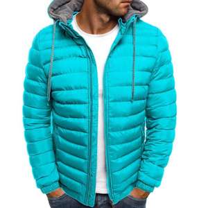 Manteau d'hiver rembourré personnalisé en couleur unie pour homme, coupe-vent, à capuche, en duvet, veste en duvet tendance pour homme - Product Image 5