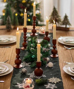 Rustic Walnut Finish Wooden <b>Candle</b> Stand Set of 3 Minimalist Handmade Eco-Friendly Durable Luxury Christmas Decorative Homeware - Product Image 4