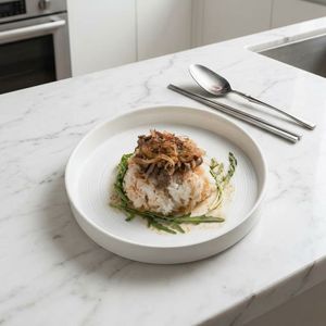 Minimalist White Porcelain Plate Concentric Rings Modern Straight-Edged Dining Plate Dishwasher Safe Eco-Friendly for Home - Product Image 4