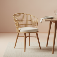 Chaise de bistrot en rotin en gros, chaise en osier artisanale avec dossier, mobilier de terrasse de style tropical