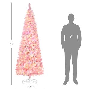 Albero di Natale Artificiale da 2,3 m con 350 Luci LED Rosa, Albero Pre-Illuminato con 700 Rami, Base Staccabile in Materiale PE, 210 cm - Product Image 3