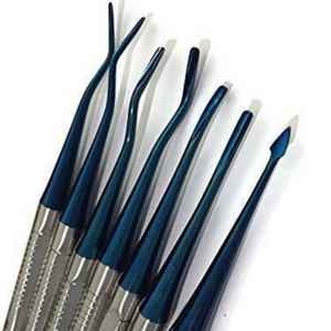 Root Elevators Micro Serrated Tip Implants Dental Surgical Set of 7"with Free Cassette" Titanium Coated Points by <b>Blush</b> surgical - Product Image 4