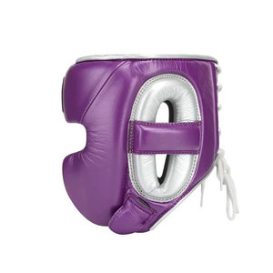 Protège-tête de boxe en cuir PU violet avec fermeture à lacets pour adultes, équipement de protection unisexe - Product Image 4