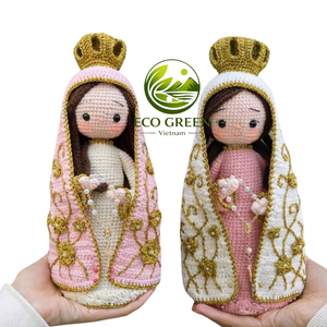 Poupée Chrétienne Vierge Marie au Crochet Faite à la Main avec Couronne de Rosaire, Figurine Religieuse Catholique, Décoration d'Autel Domestique, Cadeau - Product Image 6
