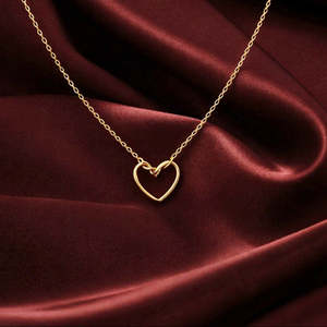 Hallmarked Silver 18K Gold Plated Minimal Heart Pendant for Women - Product Image 1