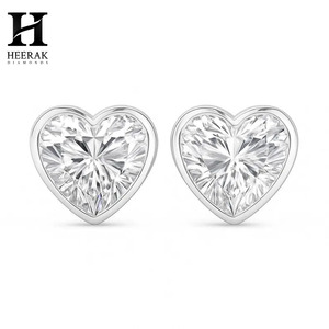925 Sterling <b>Silver</b> Heart Cut Moissanite <b>Stud</b> Earrings VVS1 D Color Lab Grown Diamond Heart <b>Studs</b> for Women Fine Jewelry - Product Image 5