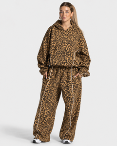Sweat à capuche original pour femme à imprimé léopard avec manches contrastées, sweat à capuche en polaire premium doux pour femme - Product Image 5