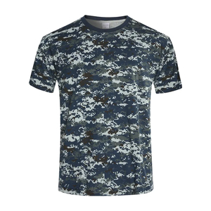 Camiseta Casual de Manga Corta para Hombre, con Cuello Alto, Camuflaje Personalizado, Tela de Spandex/Algodón, Secado Rápido, Transpirable, Antiarrugas - Product Image 1