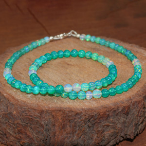 Round <b>Opal</b> Shaded Beads Handmade <b>Necklace</b> Gemstone Beaded <b>Necklace</b> Handmade Candy <b>Opal</b> <b>Necklace</b> For Women - Product Image 5