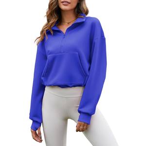 Sudaderas con capucha de felpa francesa de color personalizado, marca privada, para mujer, ropa informal, estilo urbano, sudadera corta de invierno - Product Image 4