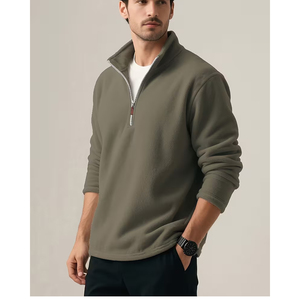 Men Heavy Cotton Polyester Half <b>Zip</b> Sweatshirt Oversized Casual Europe Streetwear Clothing - Product Image 3