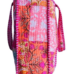 Bolso Tote de Algodón Estilo Bohemio con Bordado Floral, Diseño Abierto, para Compras, Estilo para Todas las Temporadas - Product Image 3