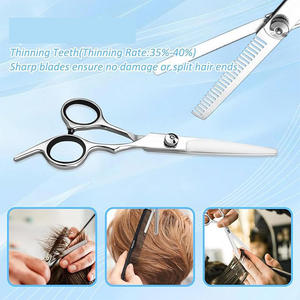 Ciseaux à effiler professionnels en acier inoxydable pour droitiers, manches en céramique et acier inoxydable, pointe de lame biseautée pour salon de coiffure - Product Image 3