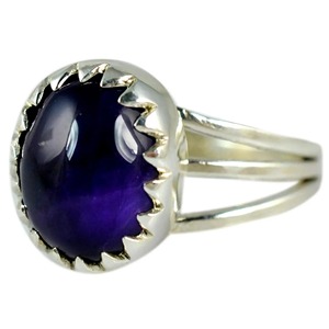 Amethyst <b>Ring</b> Sterling Silver Bezel Setting Natural Purple Oval Gemstone Handmade <b>Boho</b> Jewelry February Birthstone Gift - Product Image 2