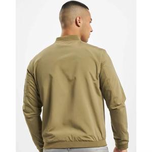 PREMIUM MEN'S KHAKI BOMBER <b>JACKET</b> <b>ZIP</b> <b>UP</b> CASUAL OUTERWEAR WITH RIBBED COLLAR CUFFS HEM SIDE <b>ZIP</b> POCKETS AND SLEEVE POCKET - Product Image 3