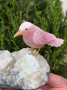 Escultura de Pájaro de Cuarzo Rosa Natural con Picos de Calcita y Cristal de Apofilita, Decoración, Proveedor Mayorista OEM ODM - Product Image 5