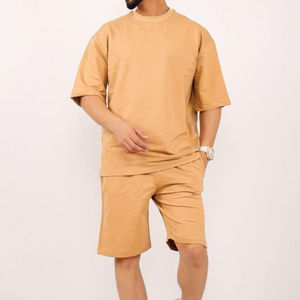 Ensemble court grande taille pour hommes, style urbain, avec logo personnalisé, en coton épais, respirant - Product Image 3