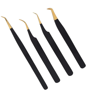 Ensemble de 4 pinces à cils en acier inoxydable de haute qualité avec logo personnalisé, pointe lisse, anti-statique, précision, durabilité, salon - Product Image 5
