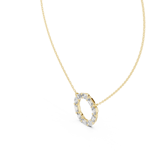 Collier pendentif en or 18 carats avec diamants ovales et baguettes pour femme, bijoux minimalistes de luxe, cadeau d'anniversaire - Product Image 5